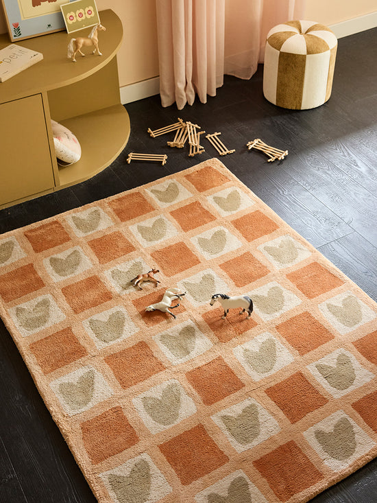 Tapis Coeur Damier Caramel