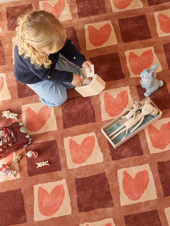 Tapis Coeur Damier Sienne