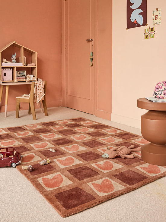 Tapis Coeur Damier Sienne
