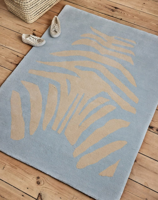 Tapis Zèbre Bleu Clair